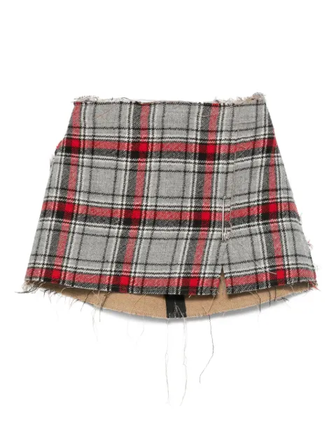 R13 plaid frayed mini skirt