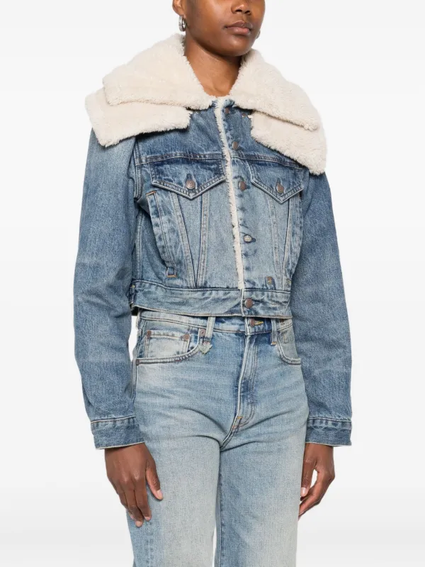 R13 sherpa-collar Denim Jacket | Blue | FARFETCH CA