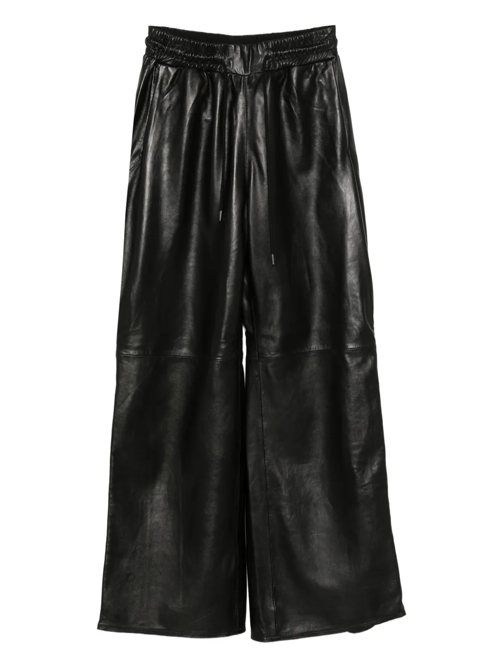 R13 Leren broek met rits aan de zijkant Zwart
