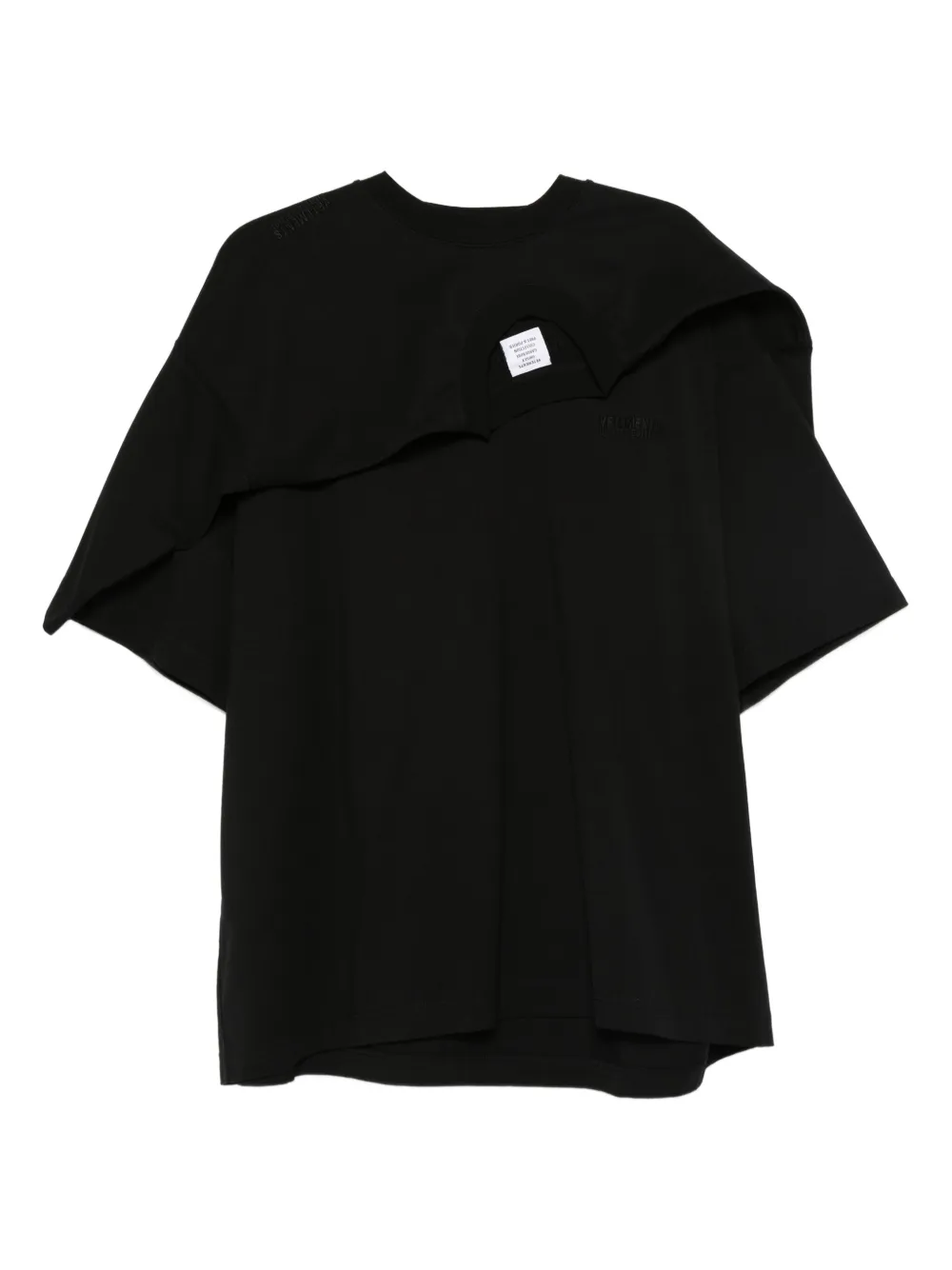 VETE TS Gelaagd katoenen T-shirt Zwart