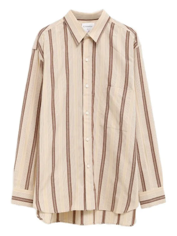 【Cristaseya.】MAO SHIRT NOISETTE STRIPES Cristaseya.】MAO SHIRT NOISETTE STRIPES