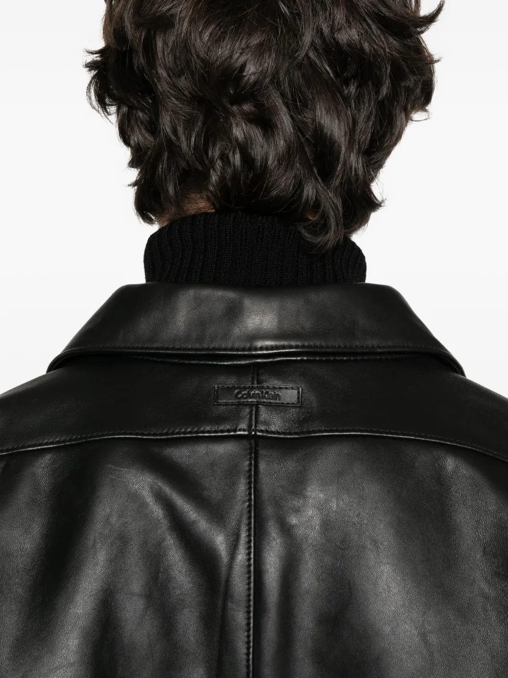 Calvin Klein Leren jack Zwart