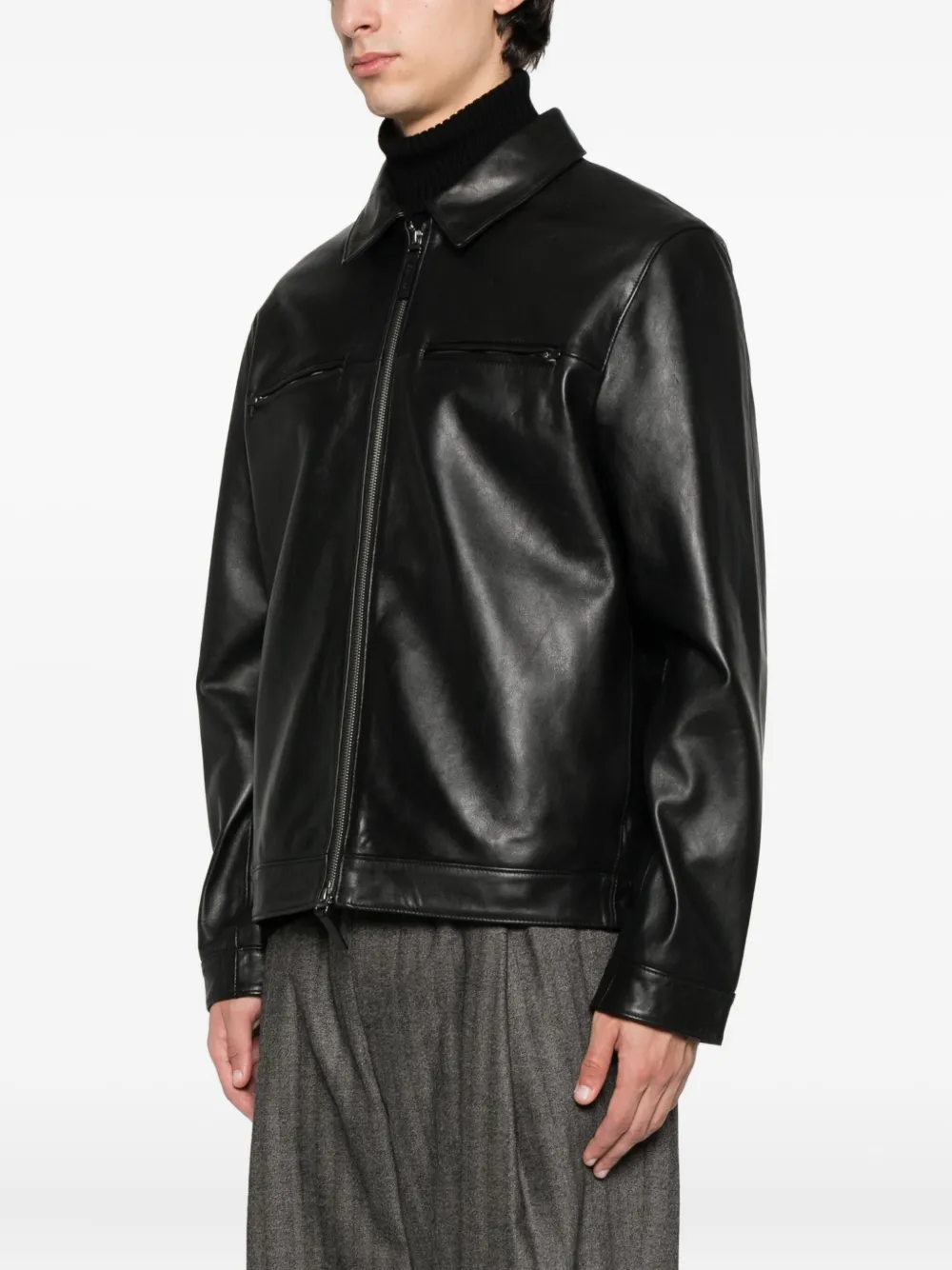 Calvin Klein Leren jack Zwart