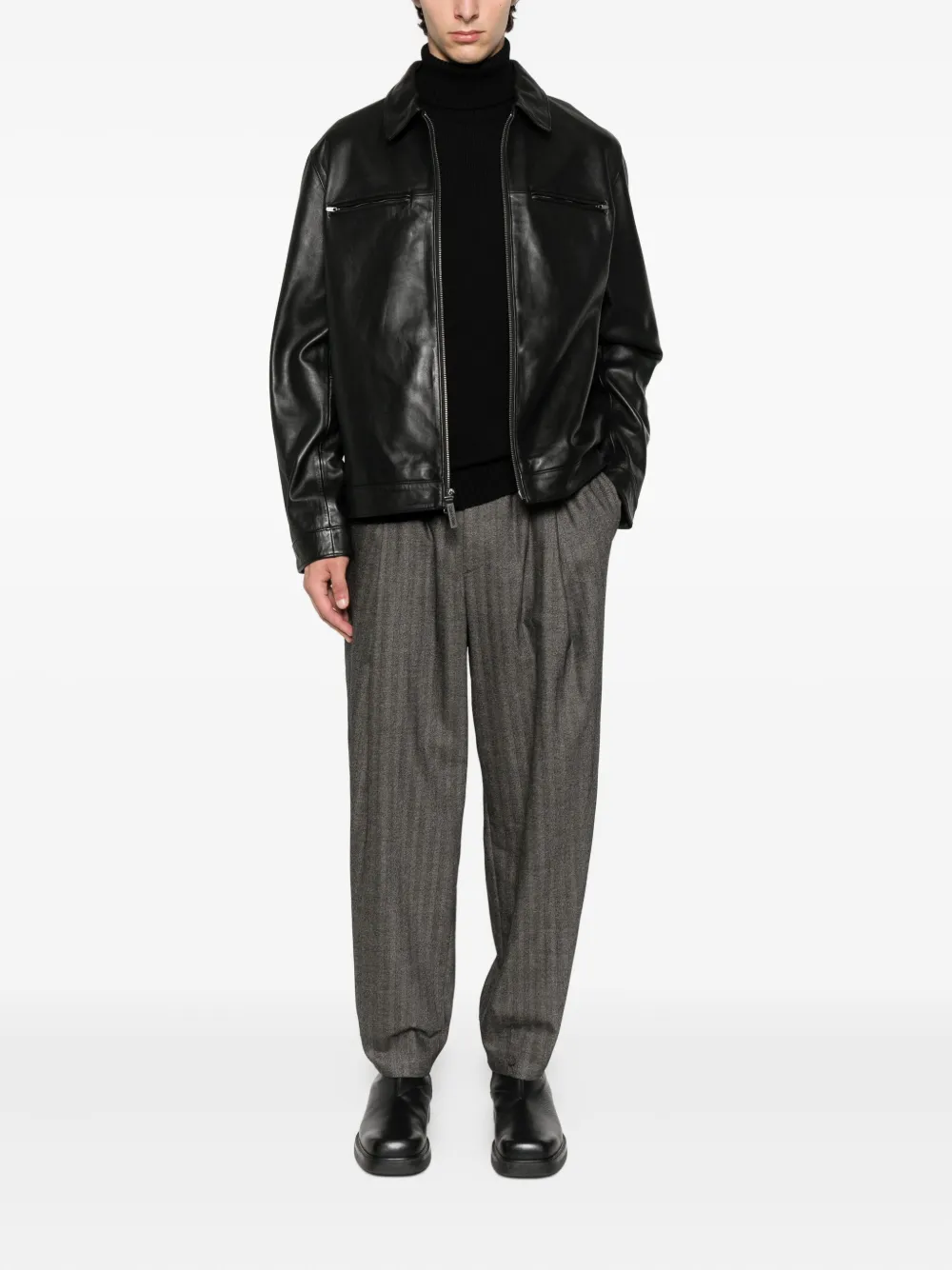 Calvin Klein zip-front leather jacket | Leather Jackets | Image 2