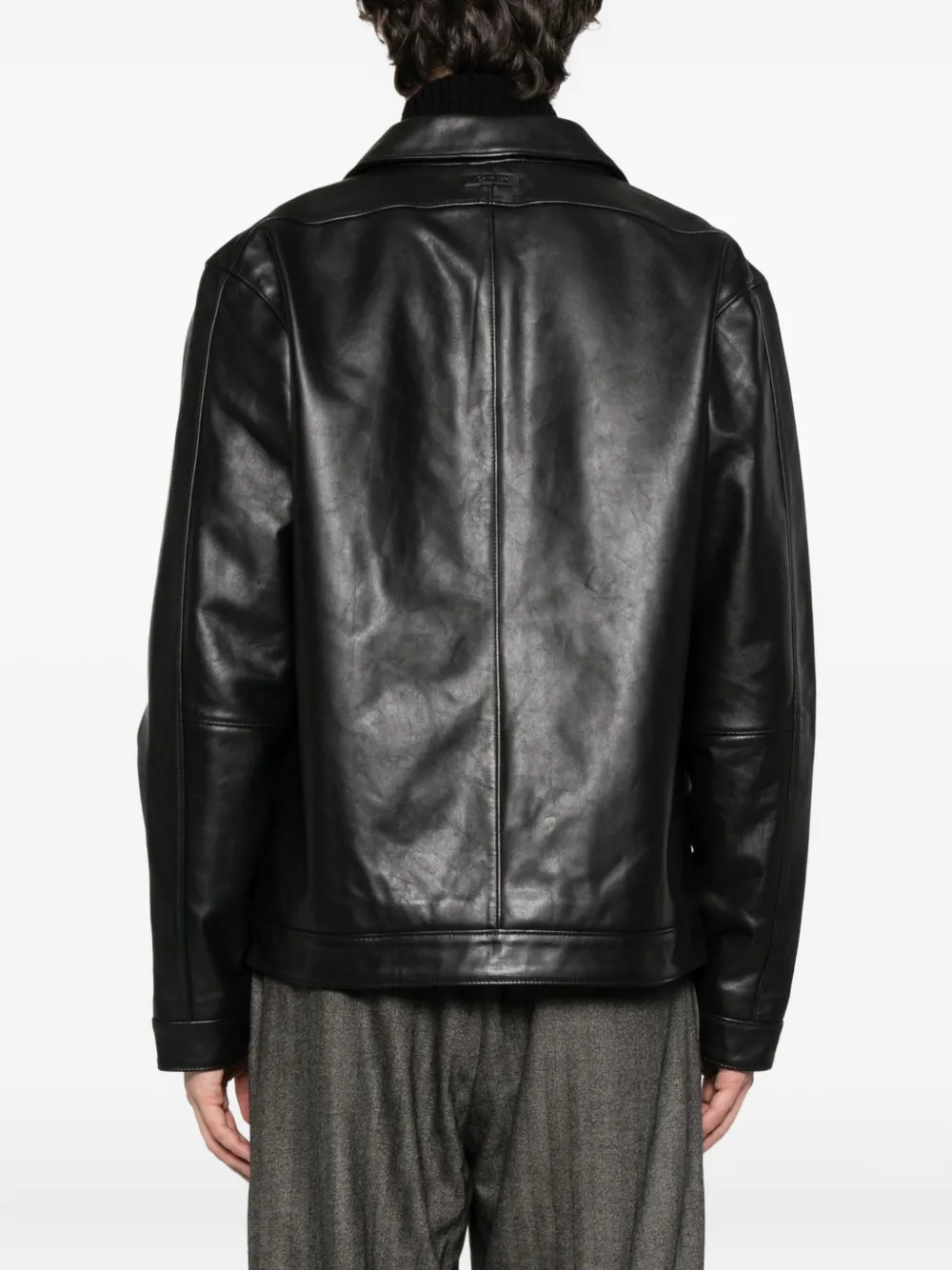 Calvin Klein Leren jack Zwart