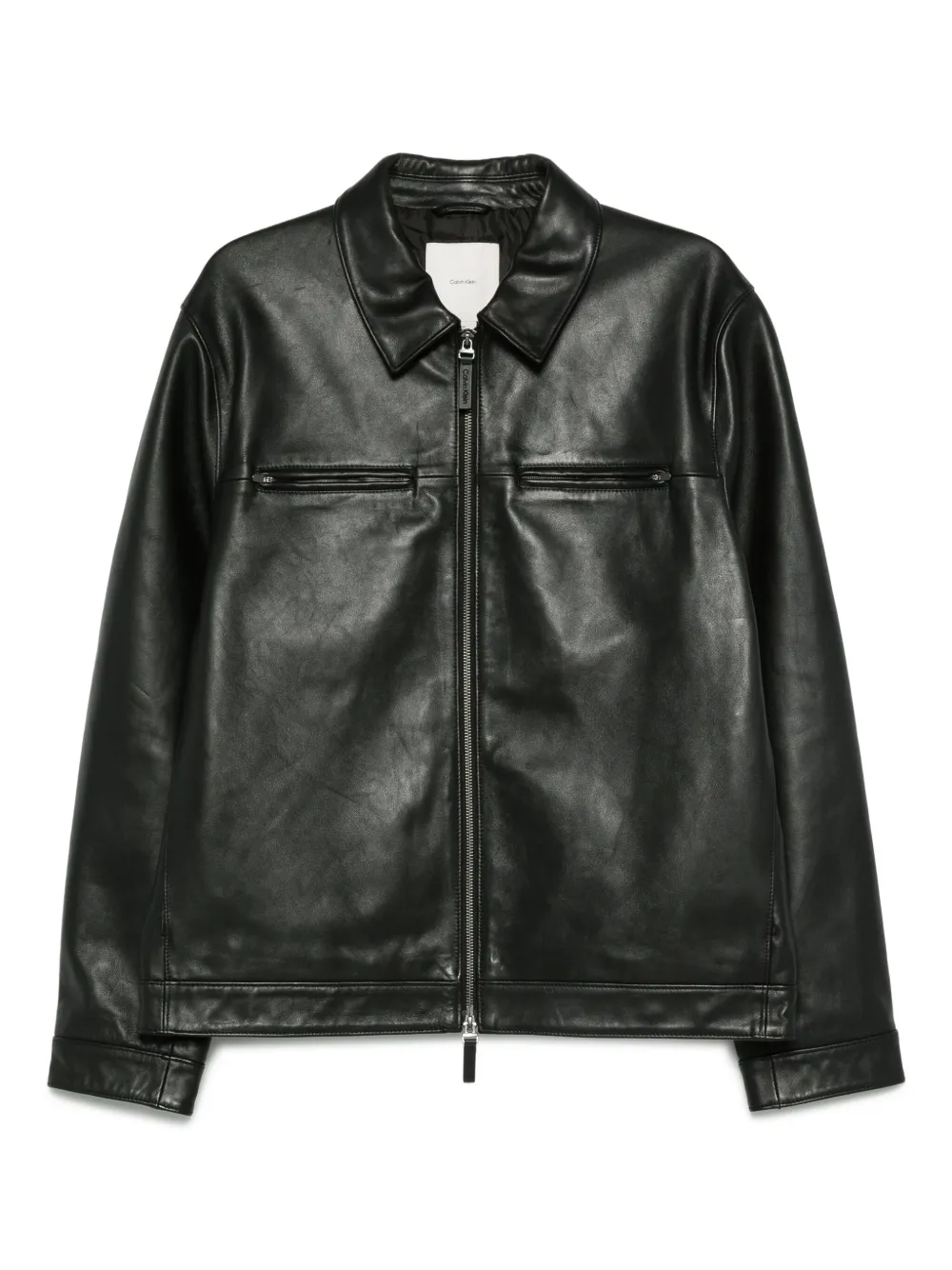 Calvin Klein zip-front leather jacket | Black | Image 1