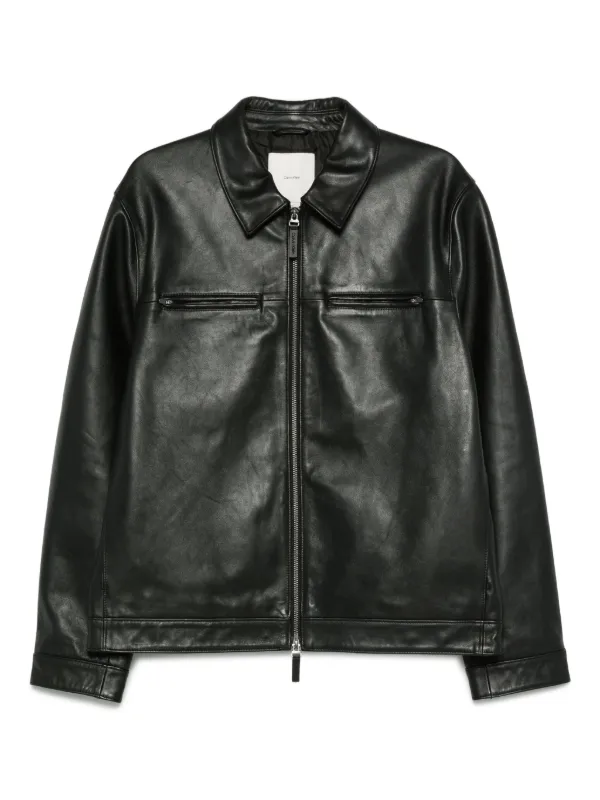Calvin Klein zip-front Leather Jacket Black FARFETCH PH