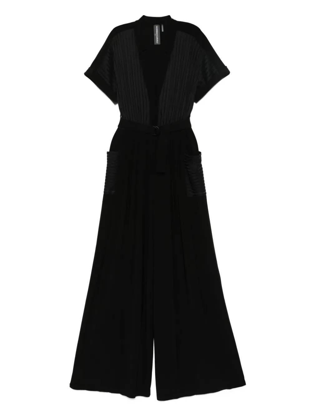 Norma Kamali Geralyn gestreepte geplooide jumpsuit Zwart
