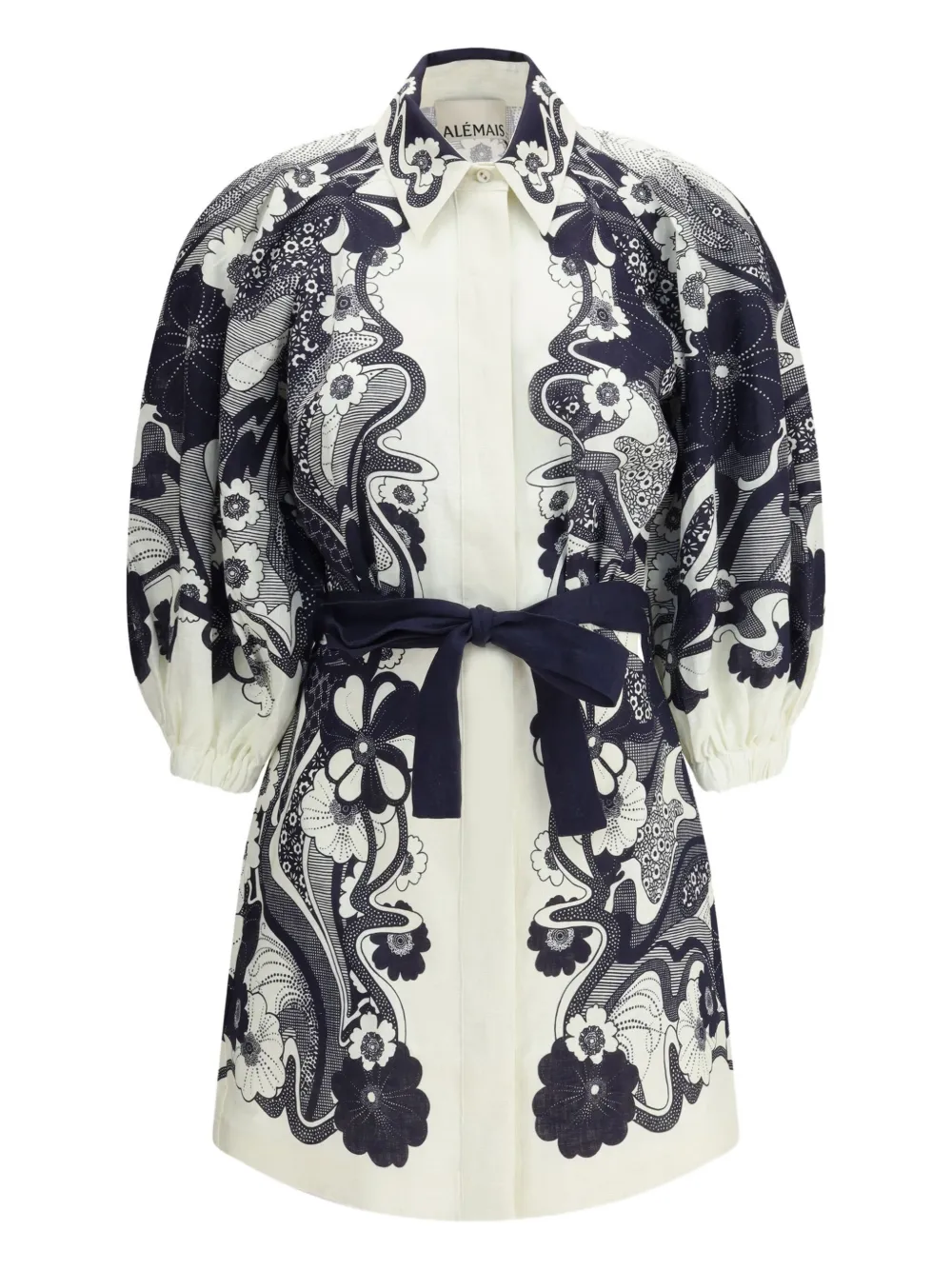 floral-print puff-sleeve mini dress