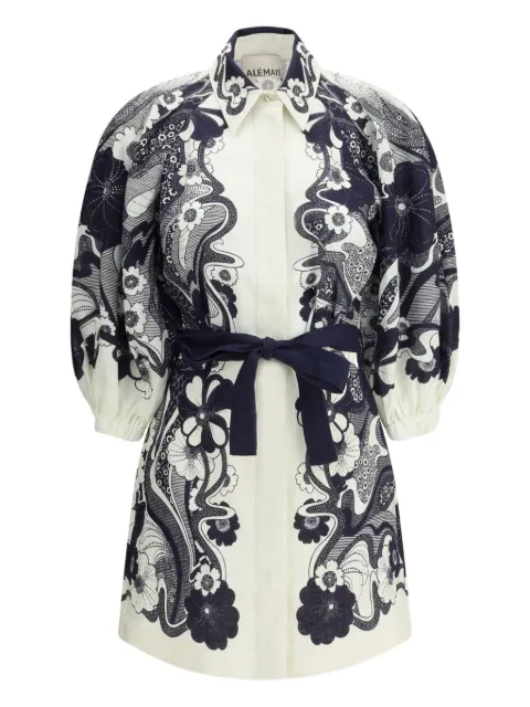 ALEMAIS floral-print puff-sleeve mini dress