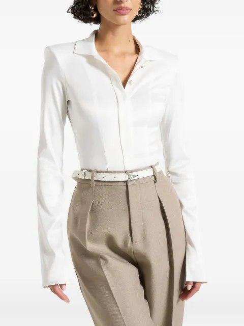 Manière De Voir Louise pointed-collar satin bodysuit