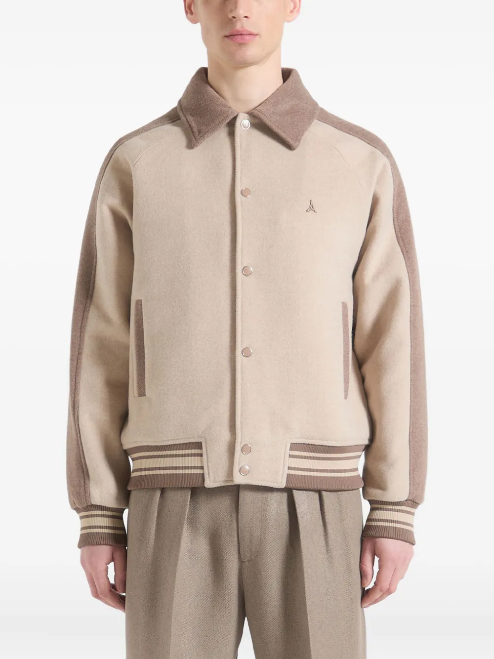 Manière De Voir André contrast-panel jacket | Neutrals | Image 1