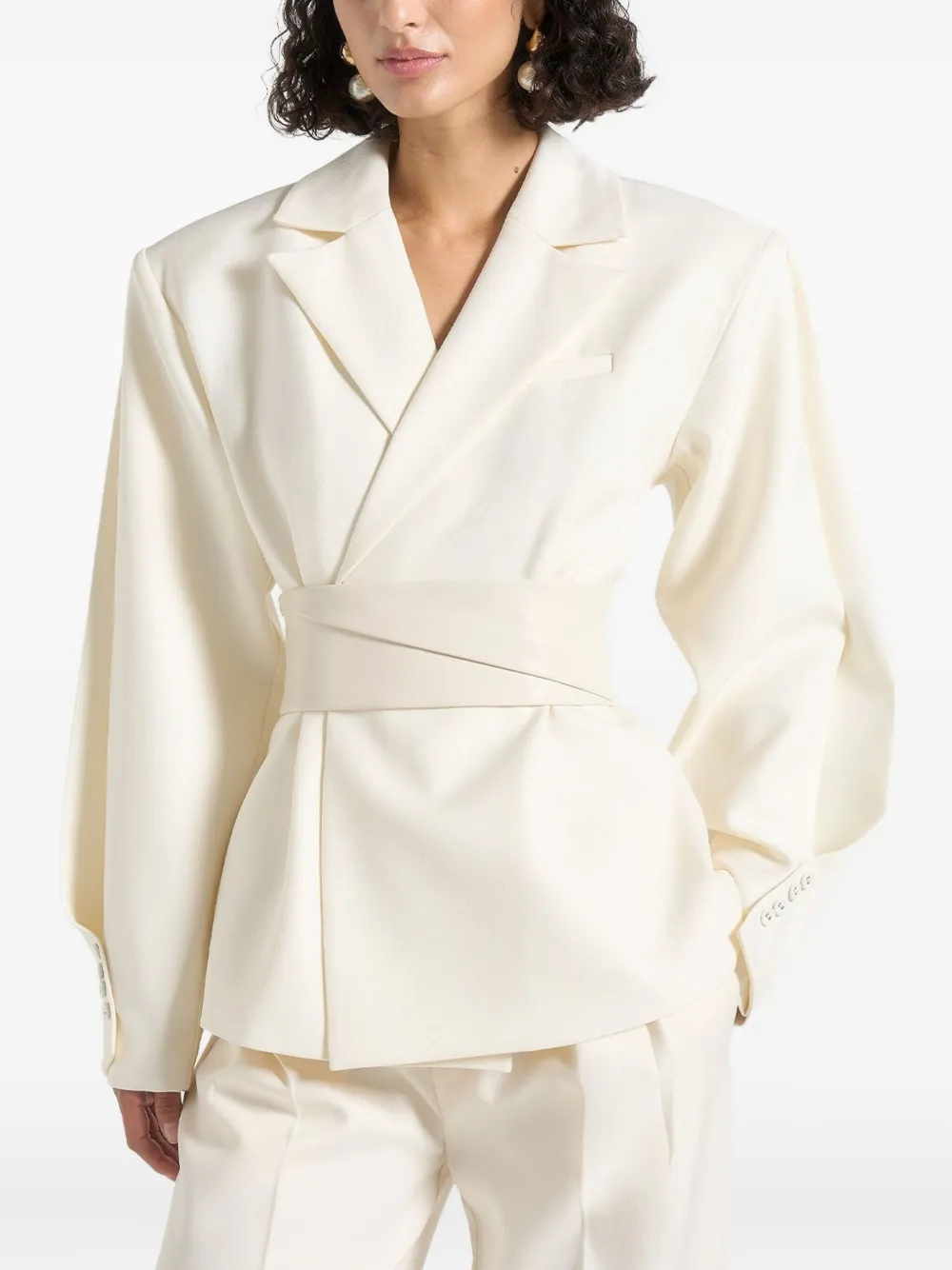 Manière De Voir twist-sleeve belted blazer | Neutrals | Image 1