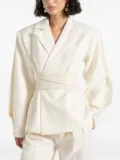 Manière De Voir Marie twist-sleeve belted tailored blazer - Neutrals