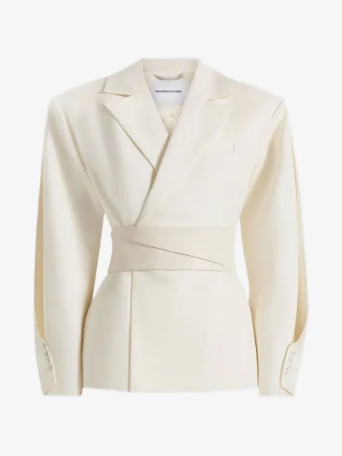 Manière De Voir Marie - blazer à manches torsadées - blanc cassé 