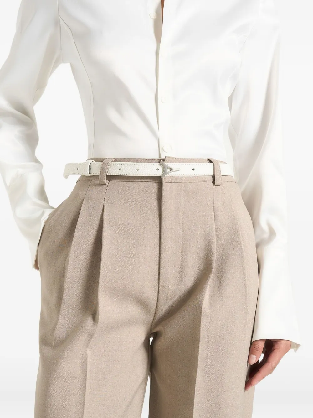 Manière De Voir Eiffel leather belt Wit