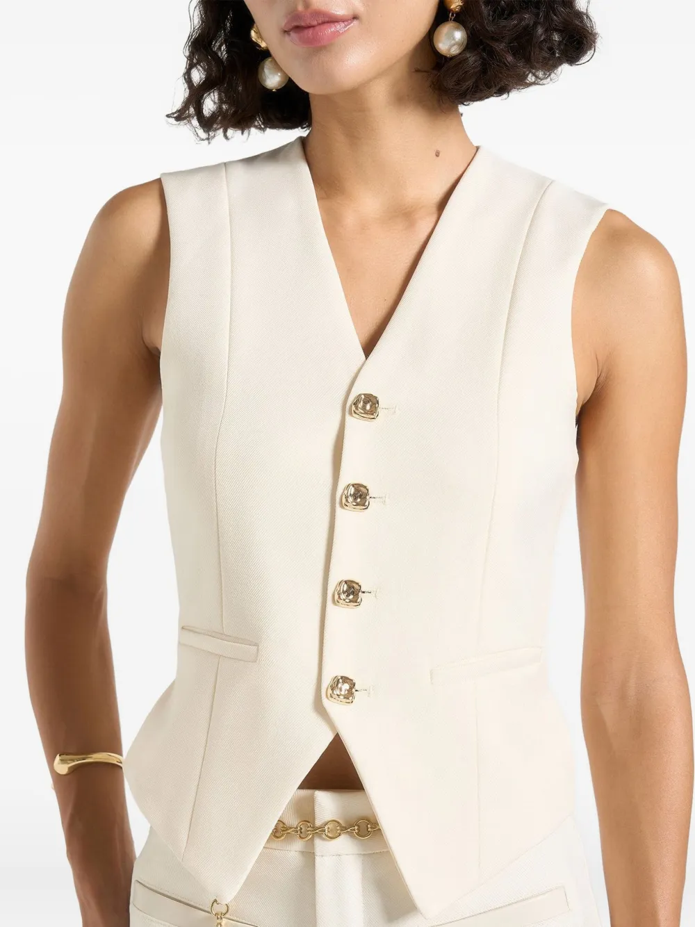 Manière De Voir V-neck Back-tie Waistcoat In Neutral
