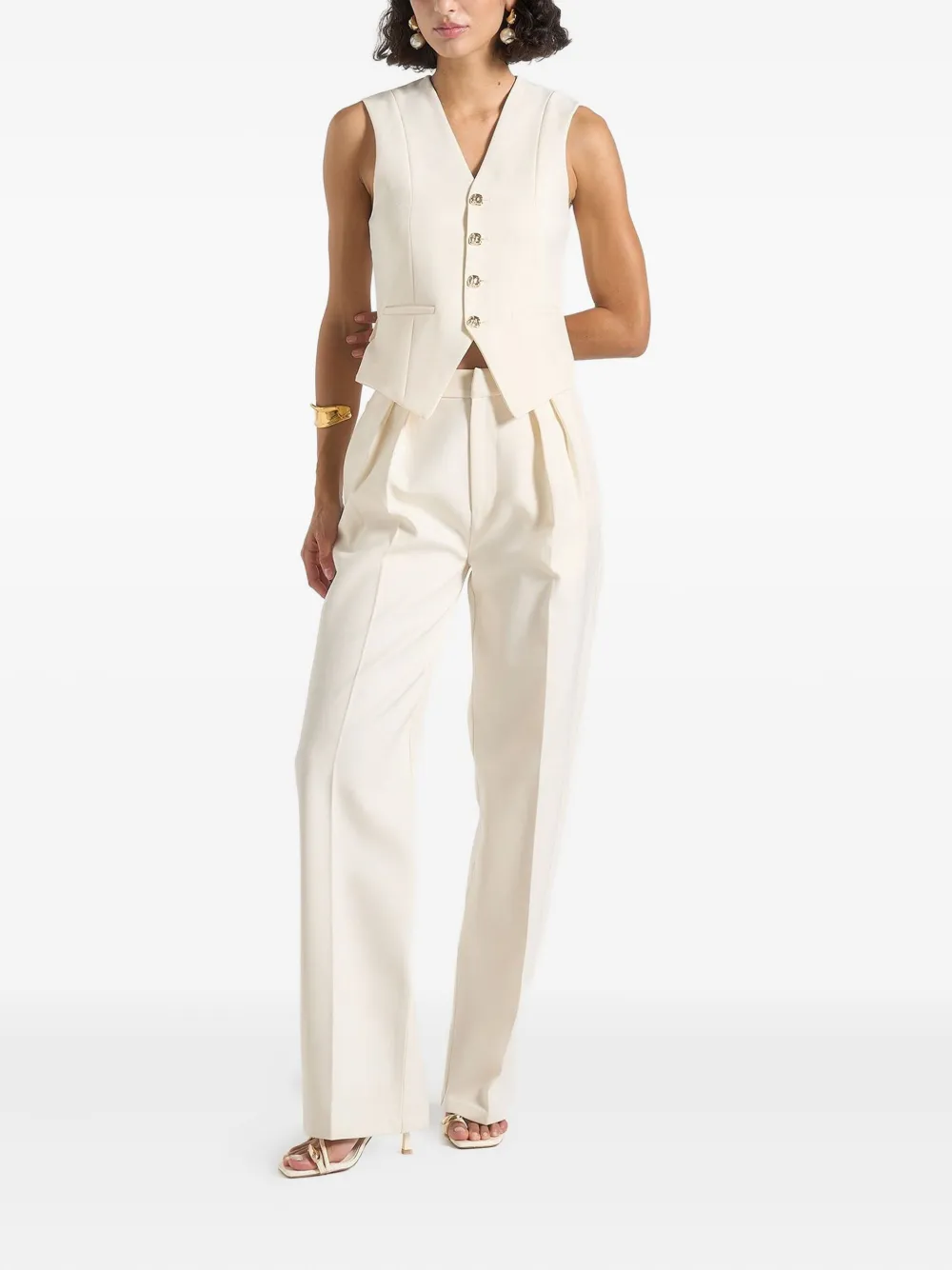 Manière De Voir V-neck Back-tie Waistcoat In Neutral