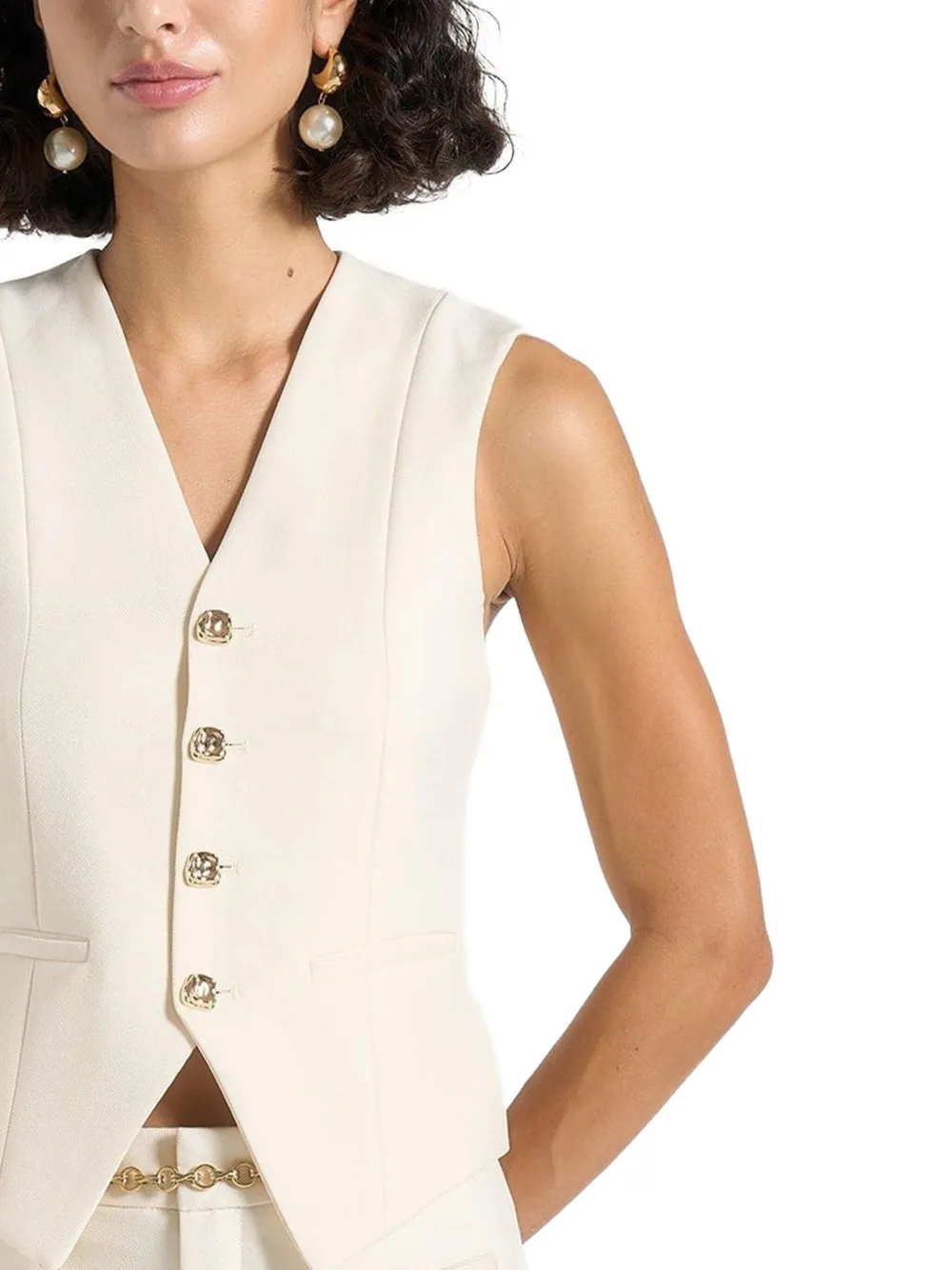 Manière De Voir V-neck Back-tie Waistcoat In Neutral