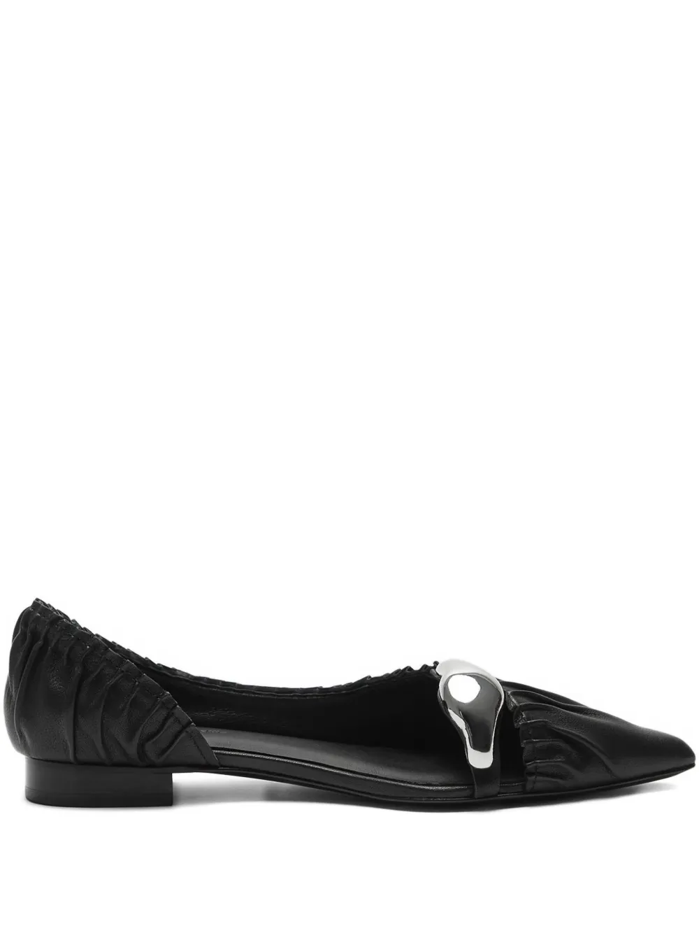Manière De Voir Céleste gathered metal-detail flat pumps | Black | Image 1