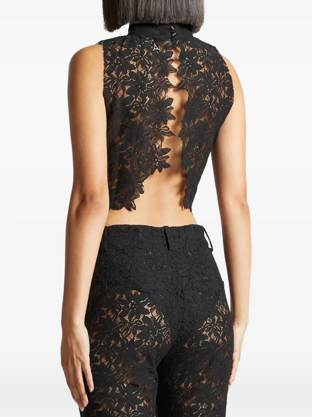 Manière De Voir Top met open rug en kant Zwart