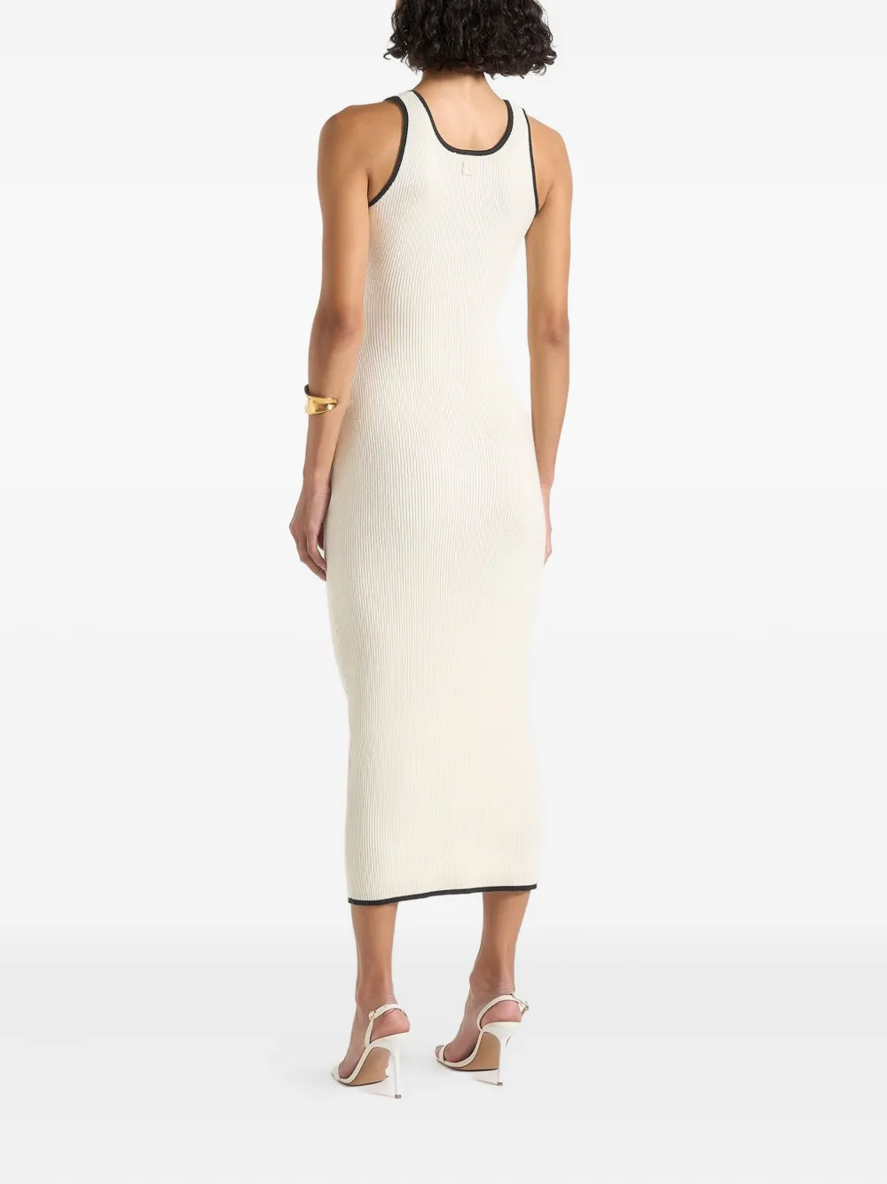 Manière De Voir Daphne geribbelde midi-jurk Beige