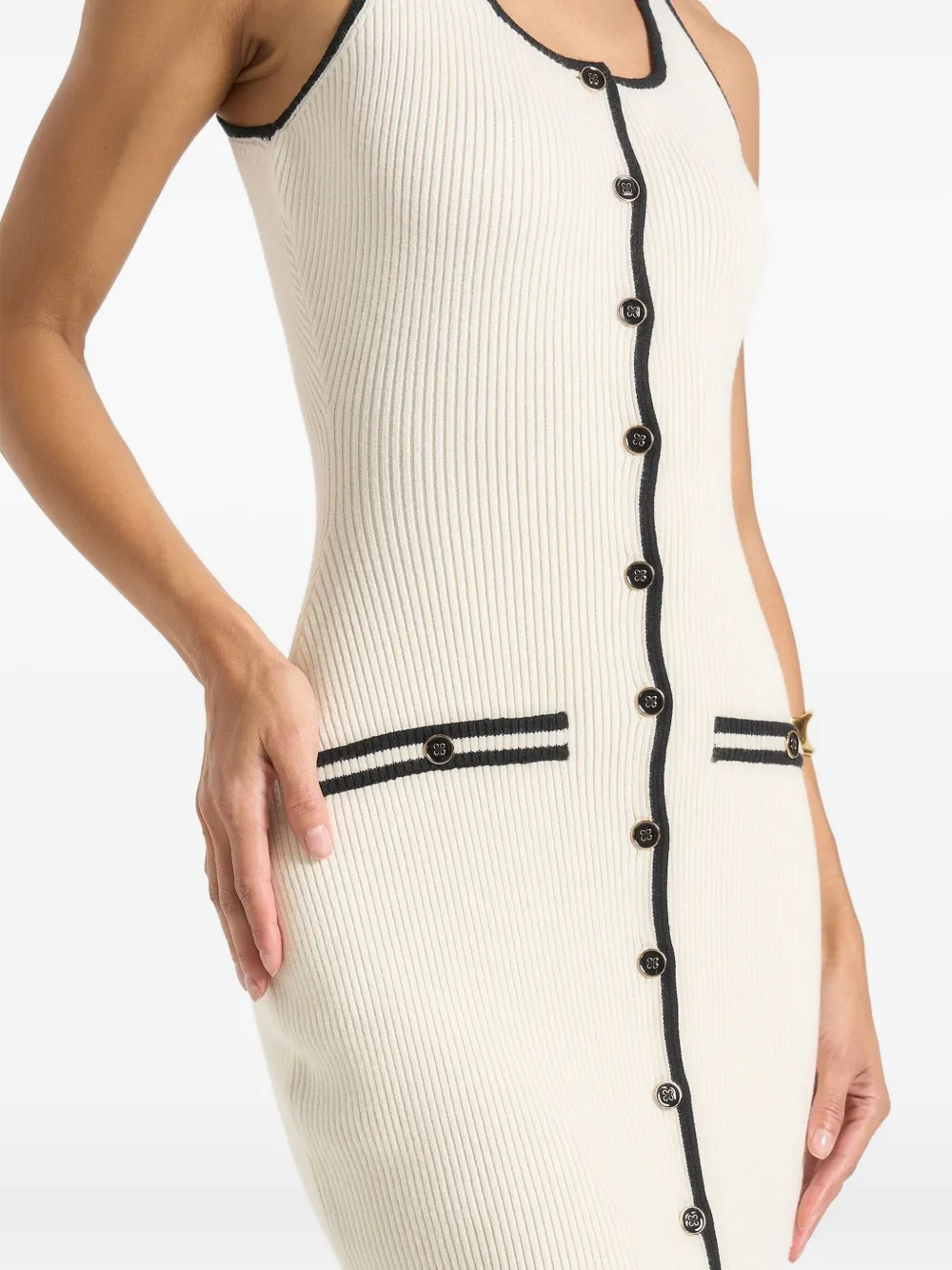 Manière De Voir Daphne geribbelde midi-jurk Beige