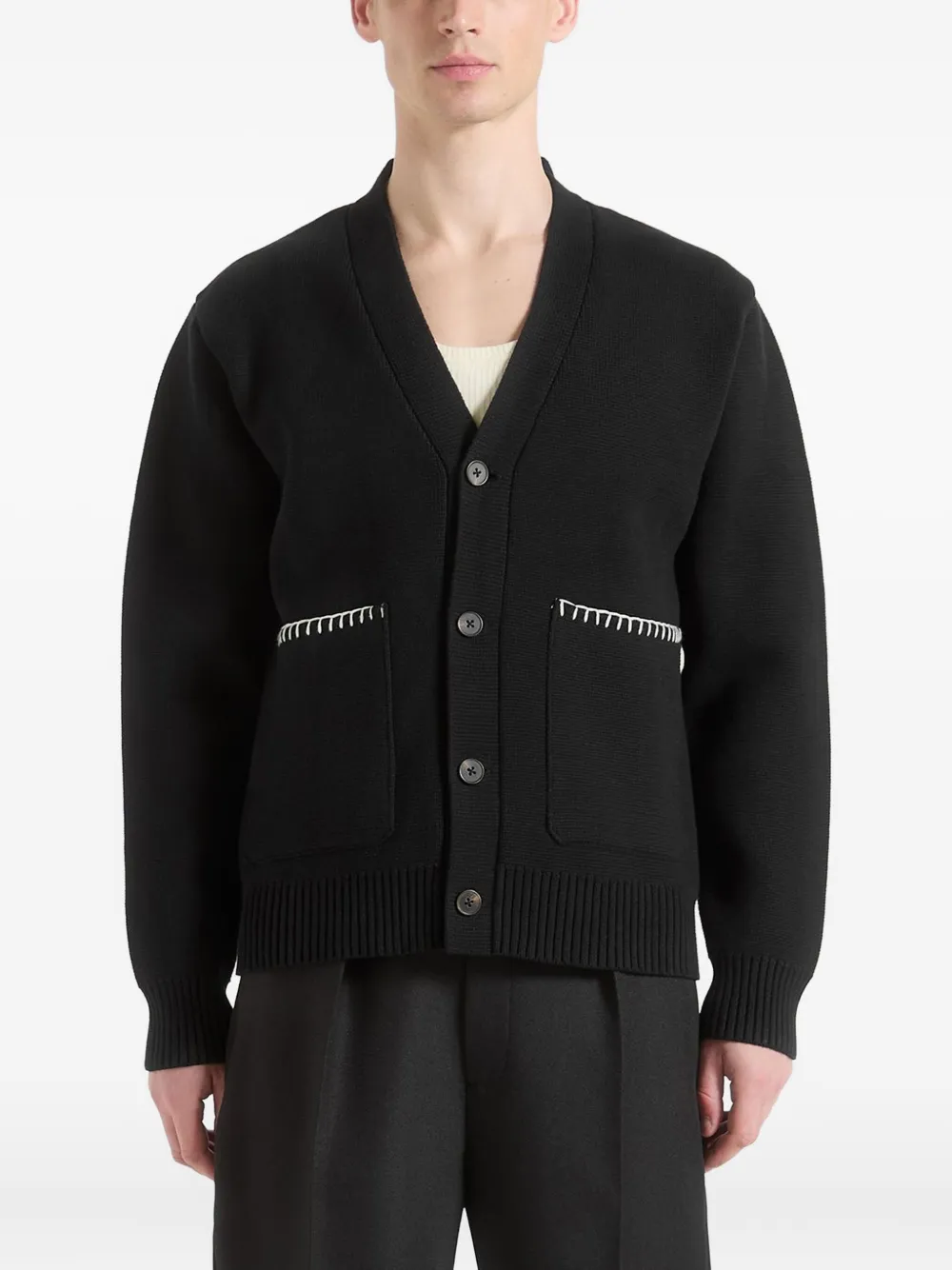 Manière De Voir Gilbert whipstitch pocket cardigan | Black | Image 1