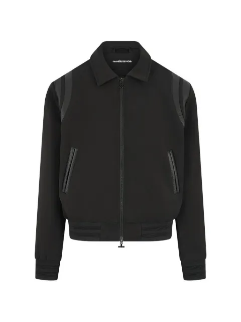 Manière De Voir leather panelled Varsity jacket- black