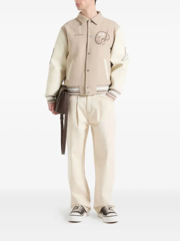 Manière De Voir wool-blend Varsity Jacket | Neutrals | FARFETCH