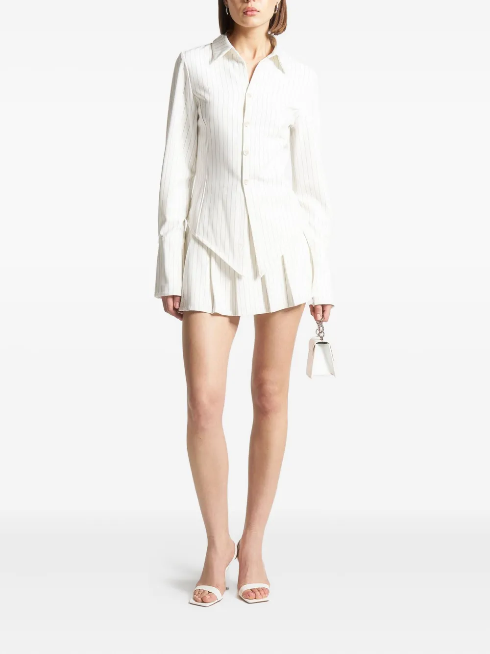 Manière De Voir Sonia pinstripe angled-hem shirt | Shirts | Image 2