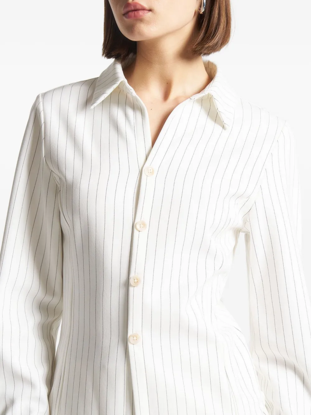 Manière De Voir Sonia blouse met krijtstreep en hoekige afwerking Wit