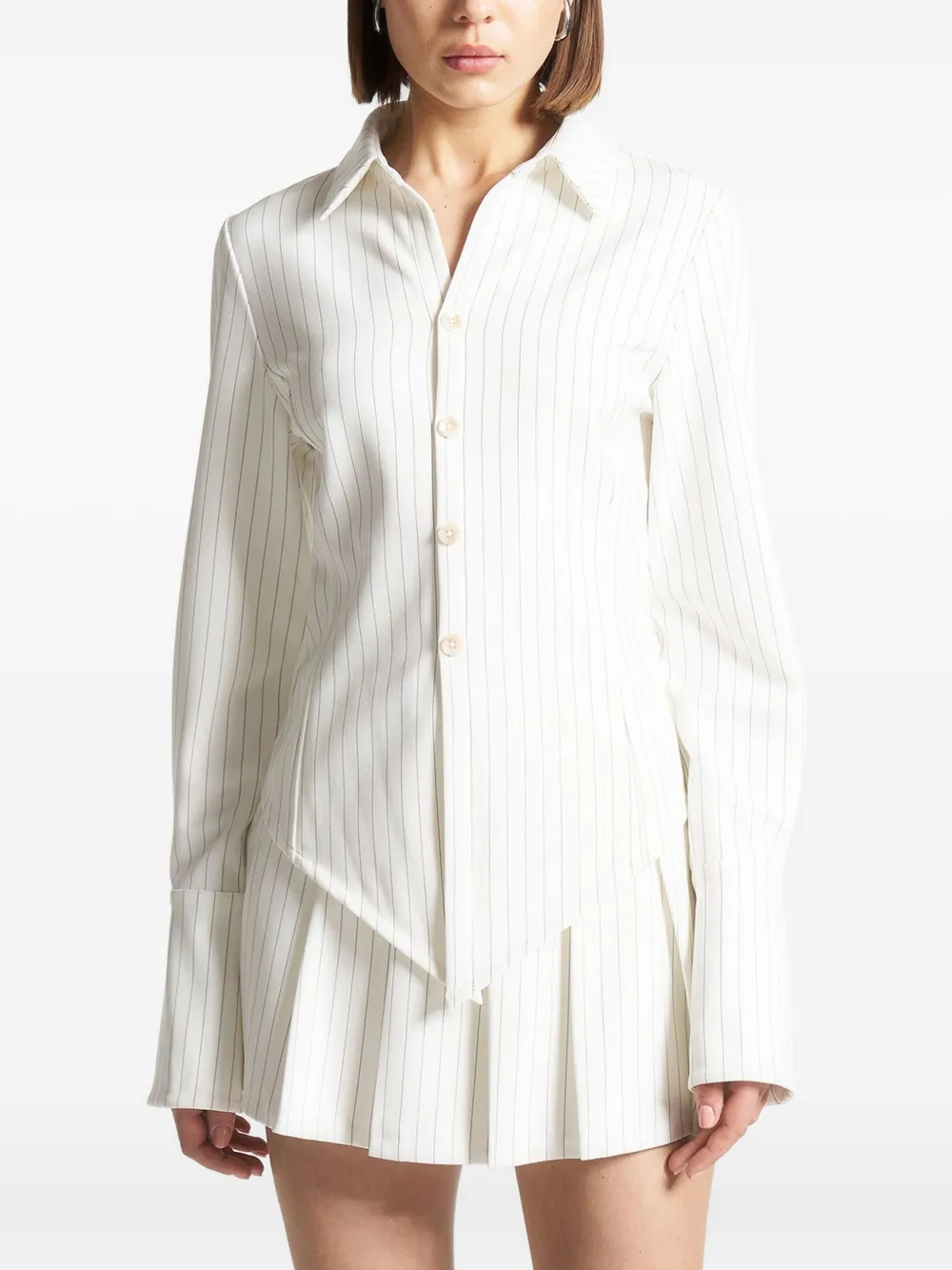 Manière De Voir Sonia blouse met krijtstreep en hoekige afwerking Wit