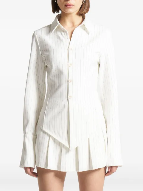 Manière De Voir Sonia pinstripe angled-hem shirt