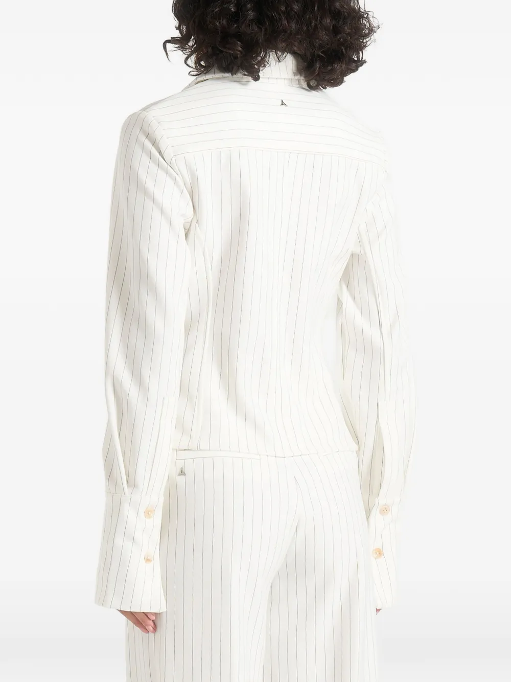 Manière De Voir Sonia blouse met krijtstreep en hoekige afwerking Wit