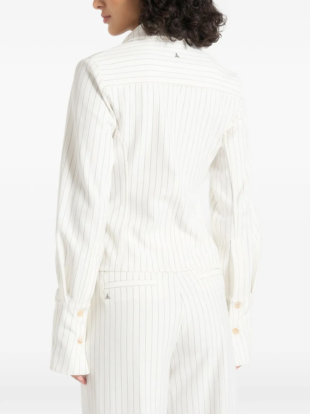 Manière De Voir Sonia blouse met krijtstreep en hoekige afwerking Wit