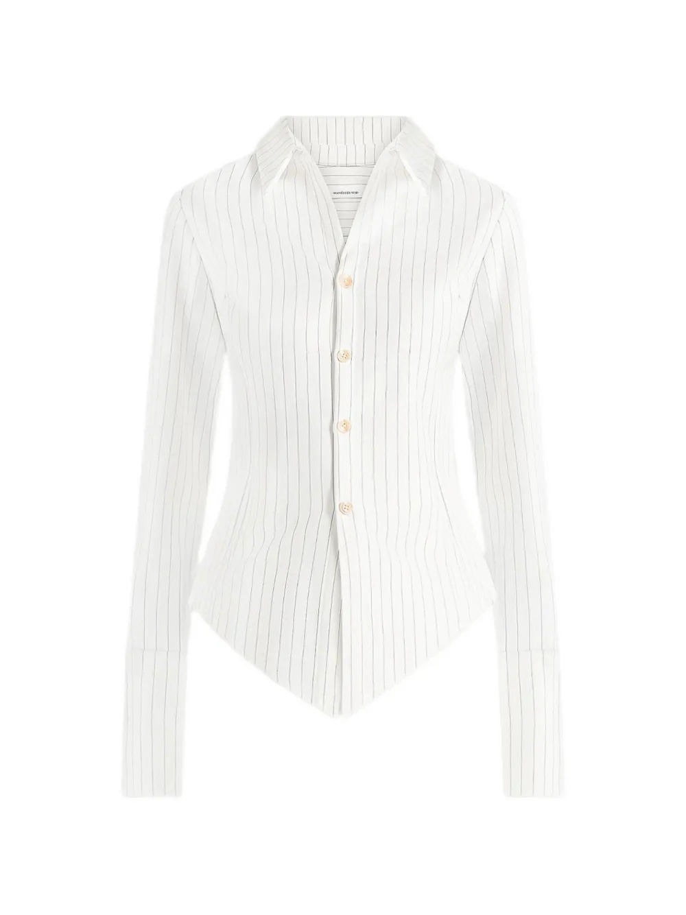 Manière De Voir Sonia pinstripe angled-hem shirt - Weiß