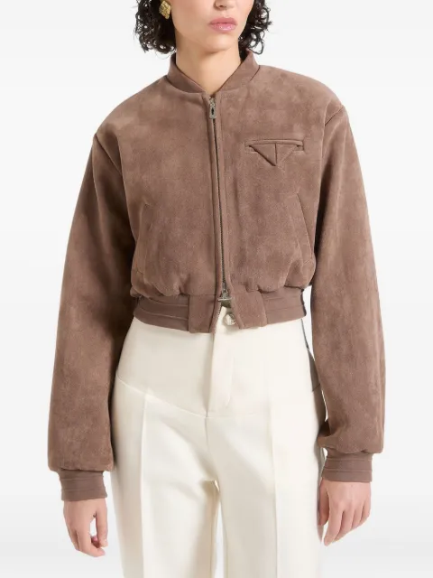 Manière De Voir Monique wide-shoulder suede bomber jacket