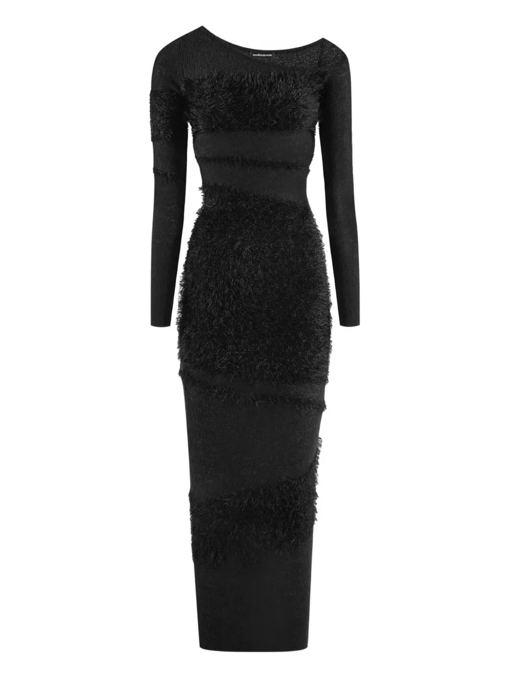 Manière De Voir Off-shoulder Textured Maxi Dress In Black