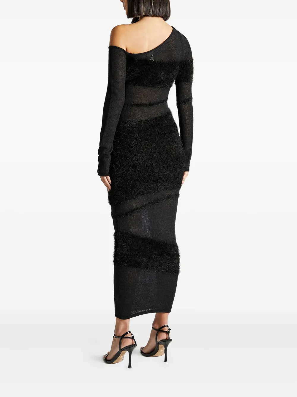 Manière De Voir Off-shoulder Textured Maxi Dress In Black