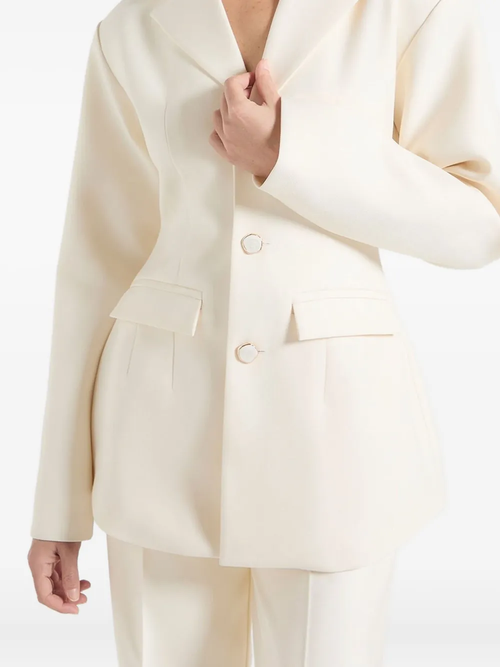 Manière De Voir Claire blazer met wijde schouders Beige