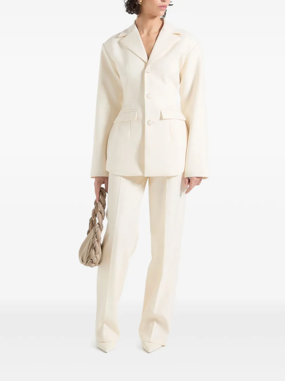 Manière De Voir Claire wide-shoulder belted-waist blazer | Blazers | Image 2