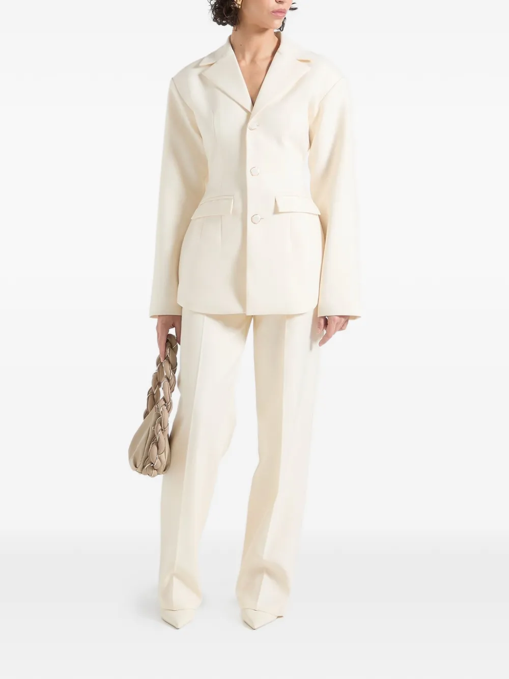  Manière De Voir Claire Wide-shoulder Blazer - Neutrals 