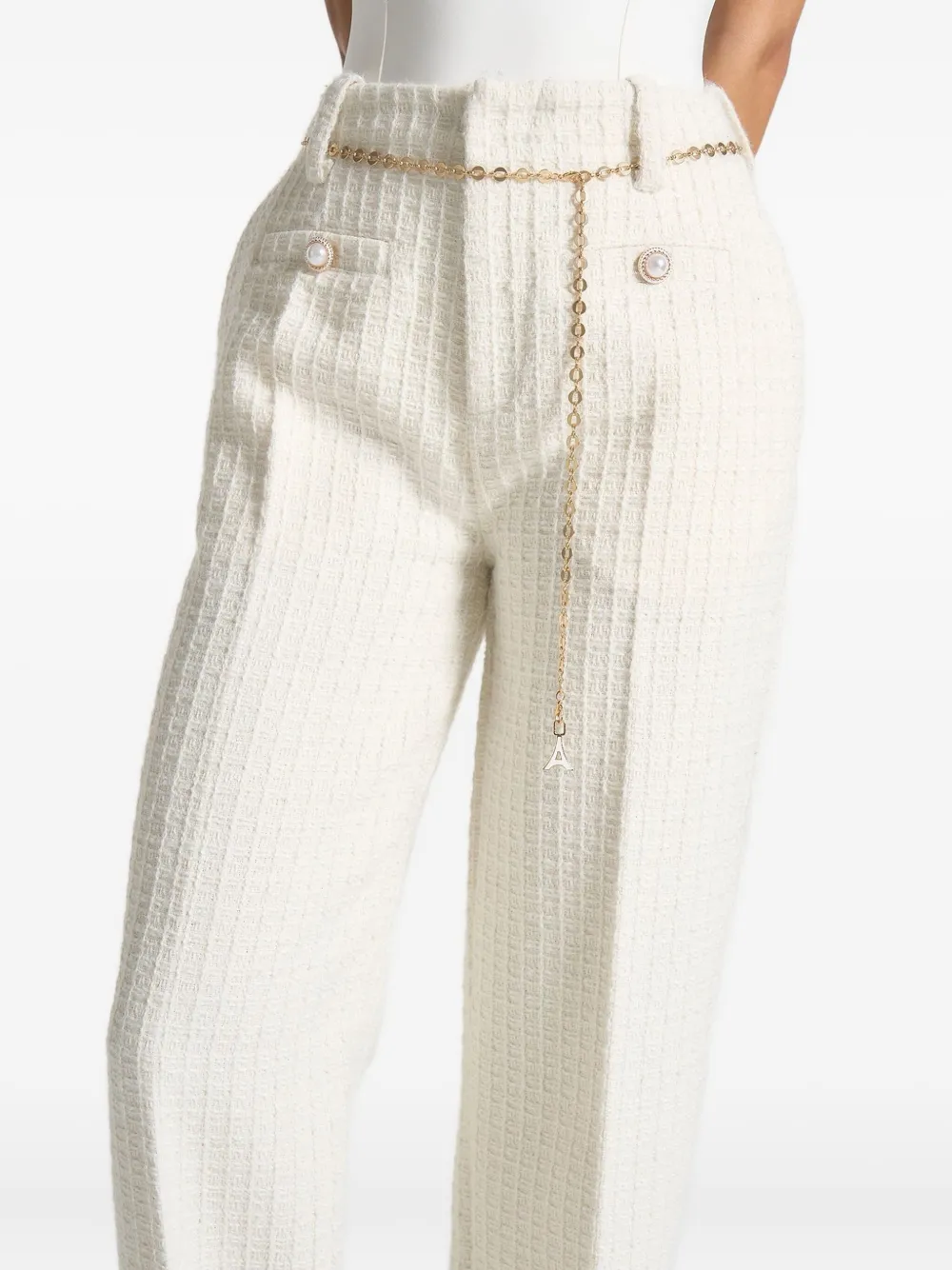 Manière De Voir Nathalie tweed broek verfraaid met ketting Beige