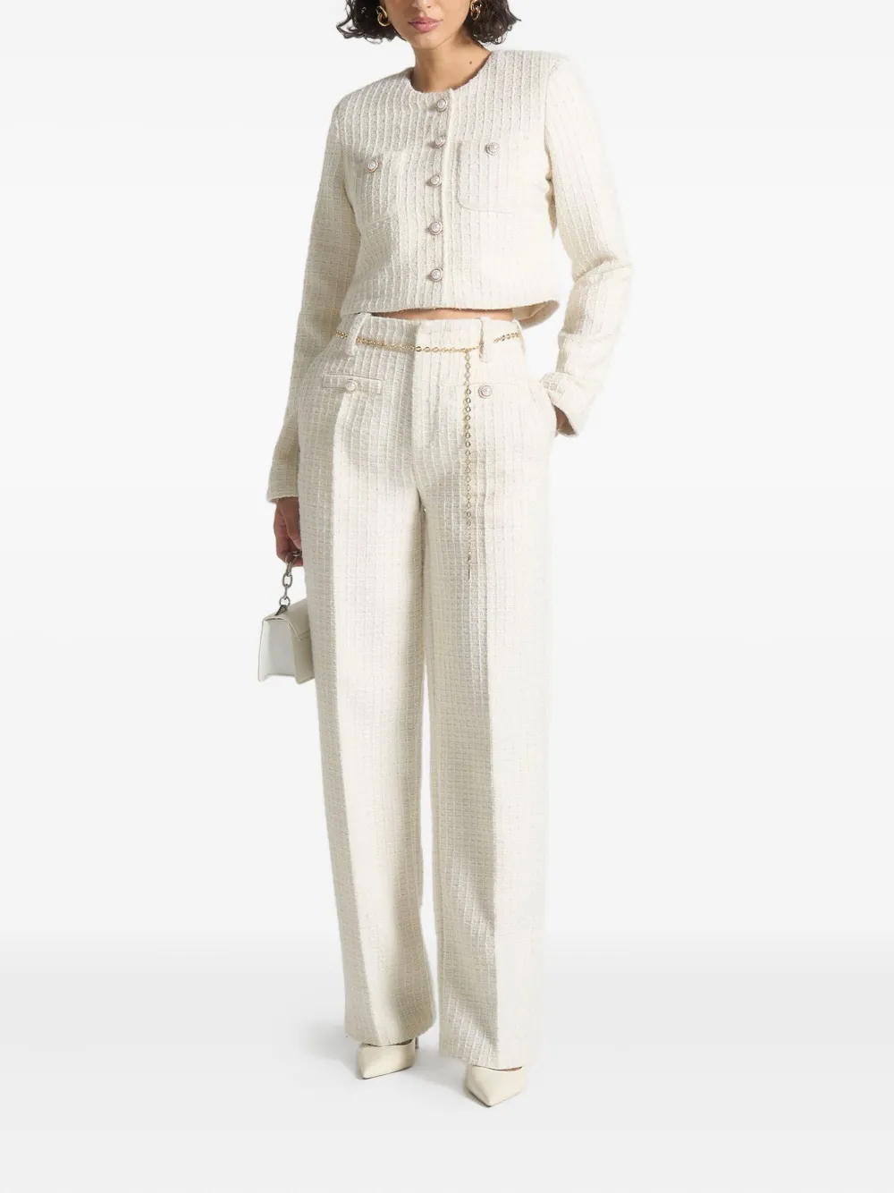 Manière De Voir Nathalie chain-embellished tweed trousers | Slacks | Image 2