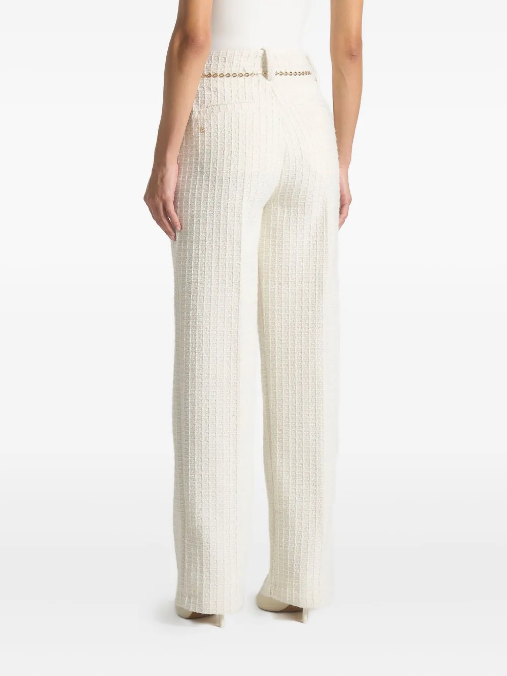 Manière De Voir Nathalie tweed broek verfraaid met ketting Beige