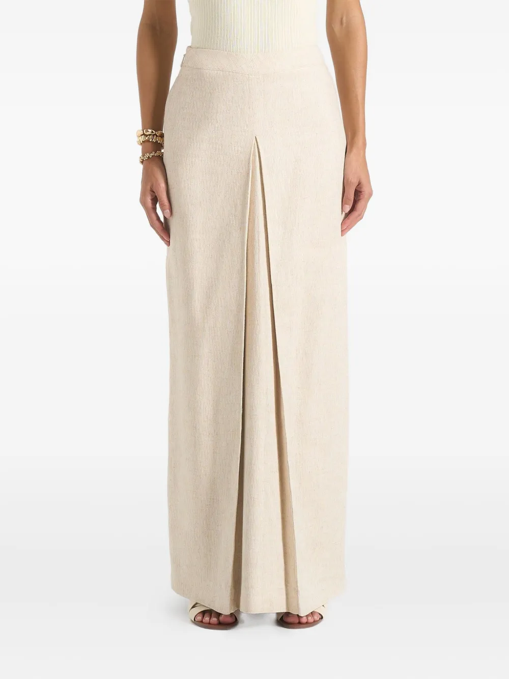 Manière De Voir Regine box-pleat maxi skirt | Neutrals | Image 1