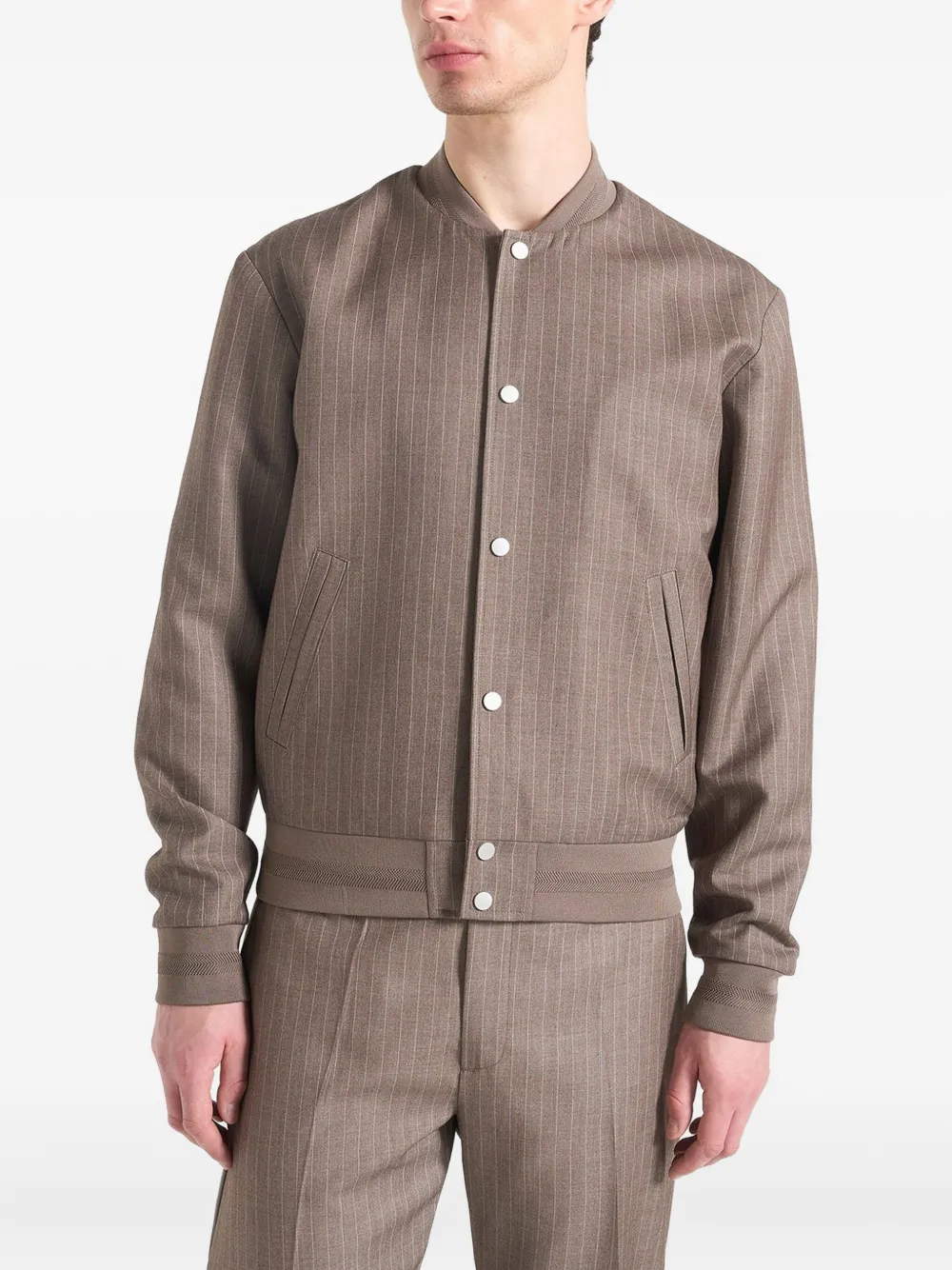 Manière De Voir Savin pinstripe bomber jacket | Neutrals | Image 1