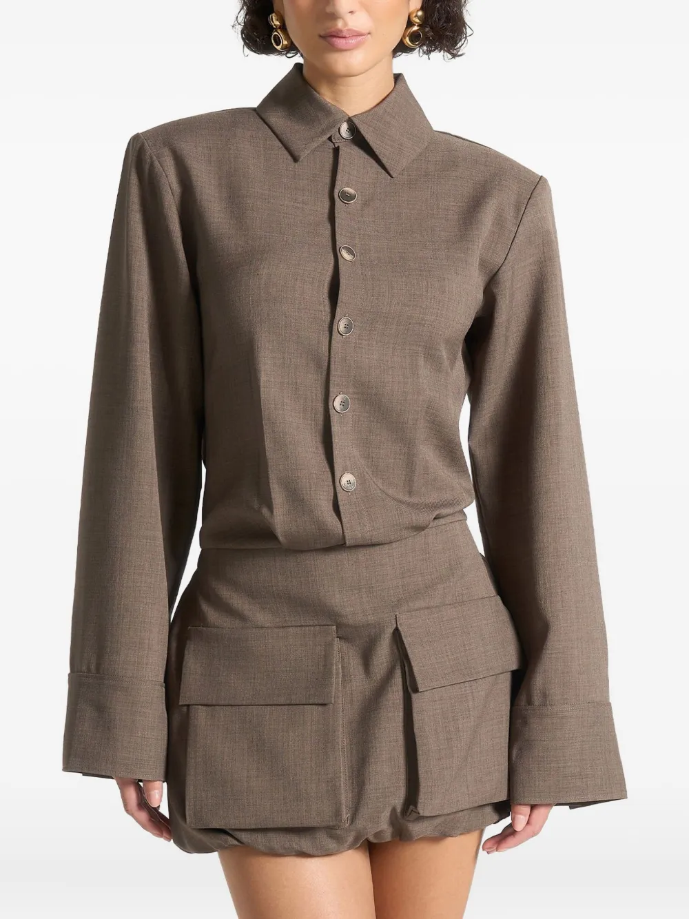 Manière De Voir cargo-pockets mini dress | Brown | Image 1