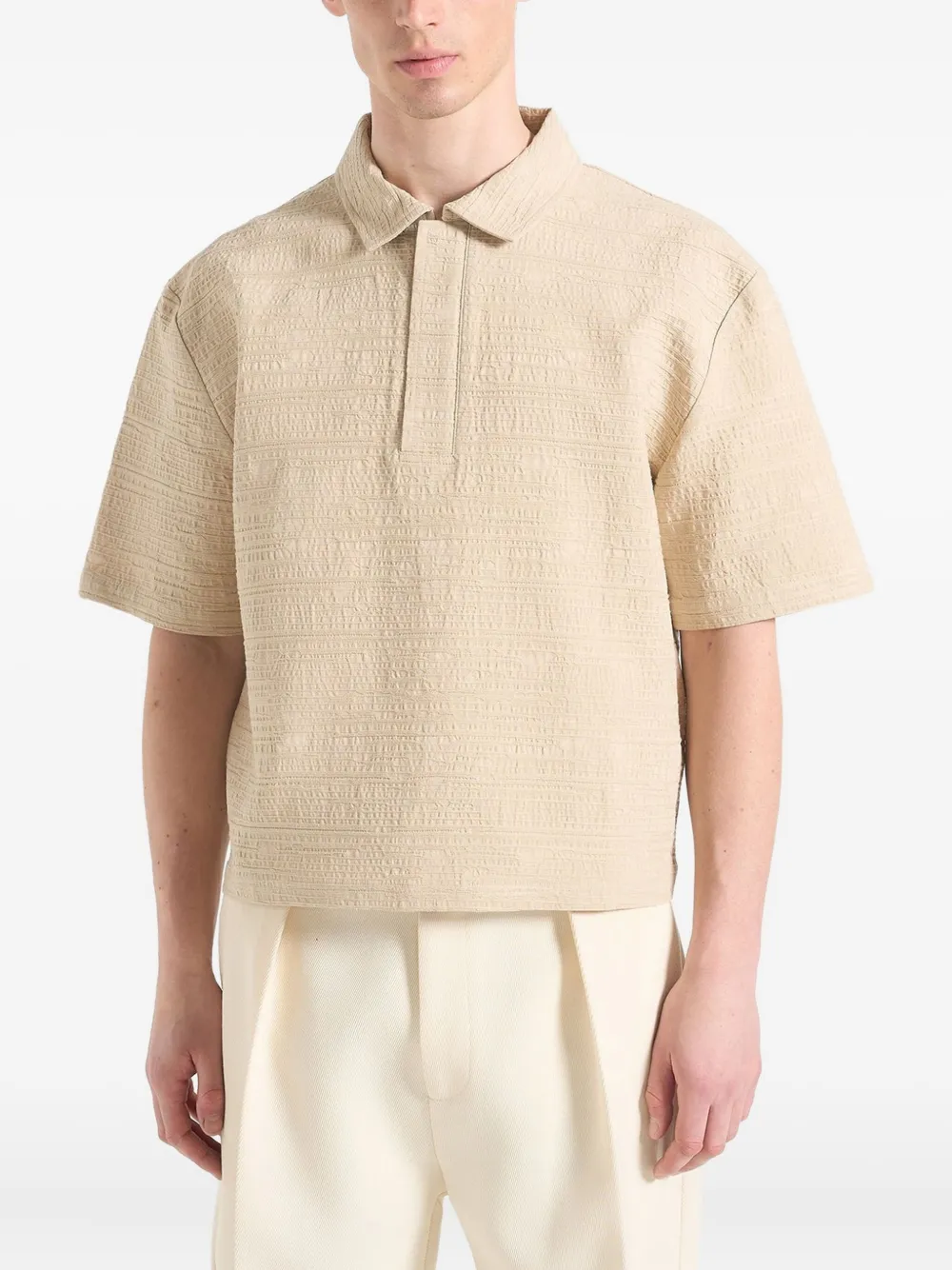 Manière De Voir textured polo shirt | Neutrals | Image 1